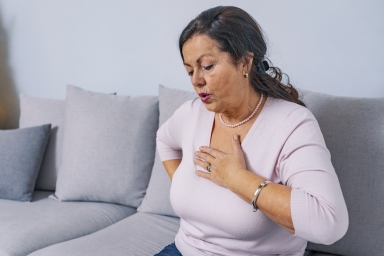 Woman with difficulty breathing